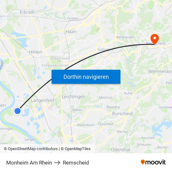 Monheim Am Rhein to Remscheid map