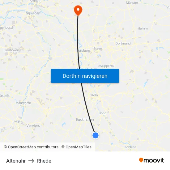 Altenahr to Rhede map