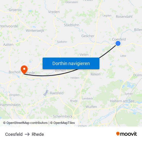 Coesfeld to Rhede map