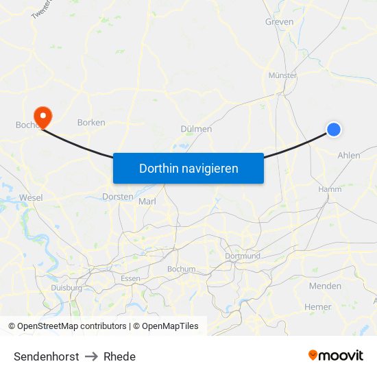 Sendenhorst to Rhede map