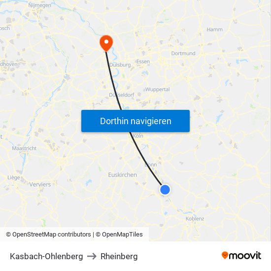 Kasbach-Ohlenberg to Rheinberg map