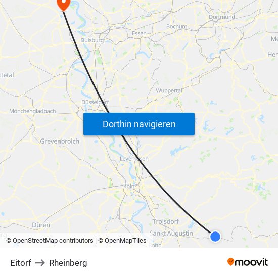 Eitorf to Rheinberg map