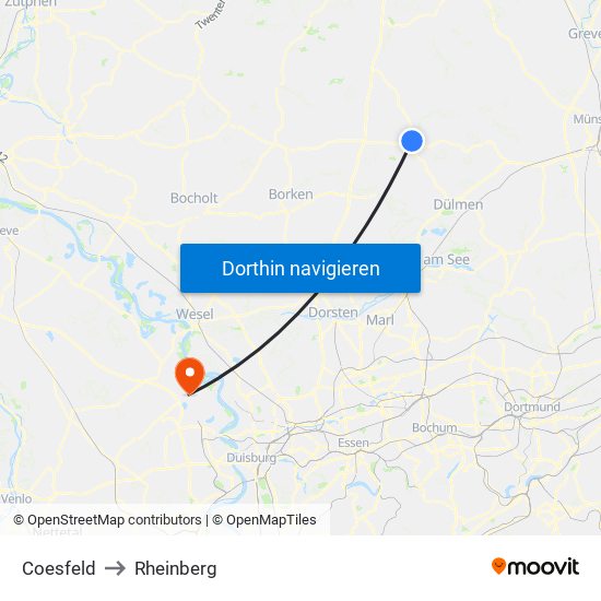 Coesfeld to Rheinberg map