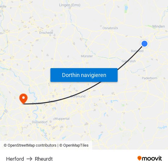 Herford to Rheurdt map
