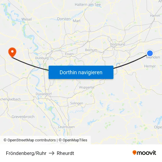 Fröndenberg/Ruhr to Rheurdt map