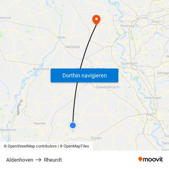 Aldenhoven to Rheurdt map