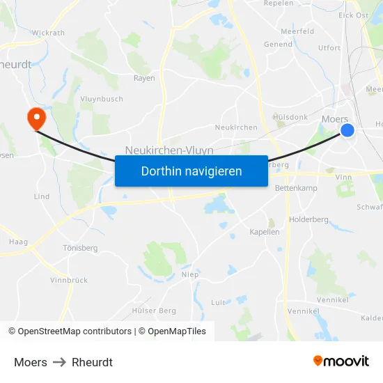 Moers to Rheurdt map