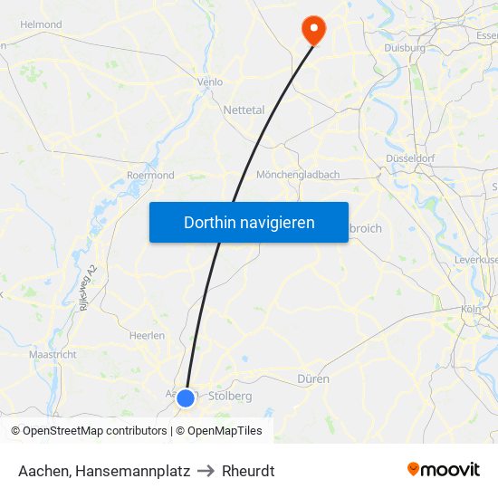 Aachen, Hansemannplatz to Rheurdt map