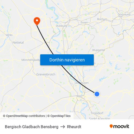 Bergisch Gladbach Bensberg to Rheurdt map