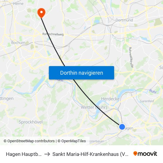 Hagen Hauptbahnhof to Sankt Maria-Hilf-Krankenhaus (Venenzentrum) map