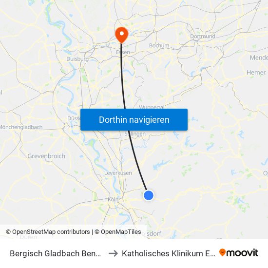 Bergisch Gladbach Bensberg to Katholisches Klinikum Essen map