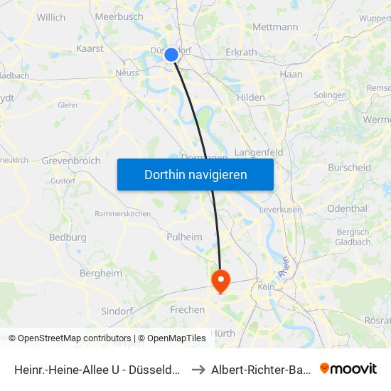 Heinr.-Heine-Allee U - Düsseldorf to Albert-Richter-Bahn map