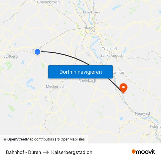 Bahnhof - Düren to Kaiserbergstadion map