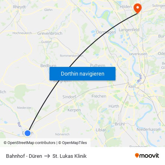 Bahnhof - Düren to St. Lukas Klinik map