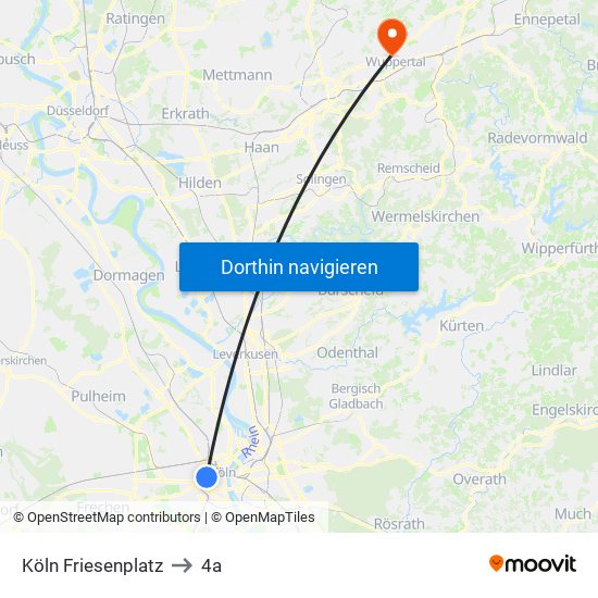 Köln Friesenplatz to 4a map