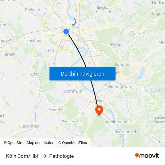 Köln Dom/Hbf to Pathologie map