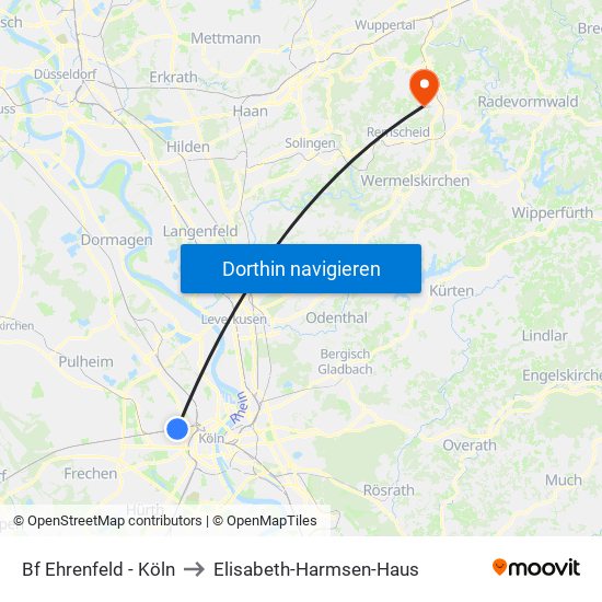 Bf Ehrenfeld - Köln to Elisabeth-Harmsen-Haus map