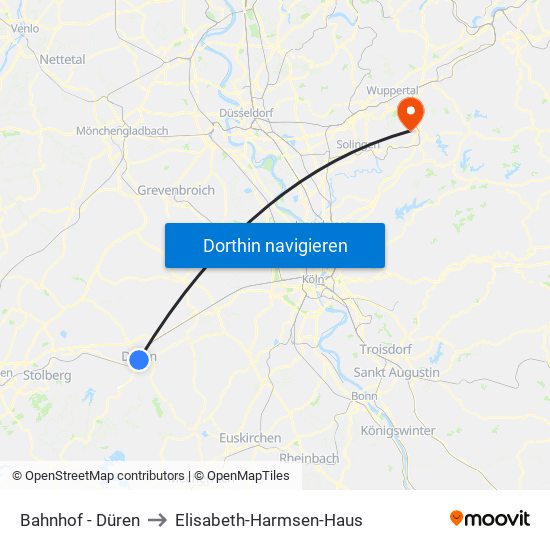 Bahnhof - Düren to Elisabeth-Harmsen-Haus map