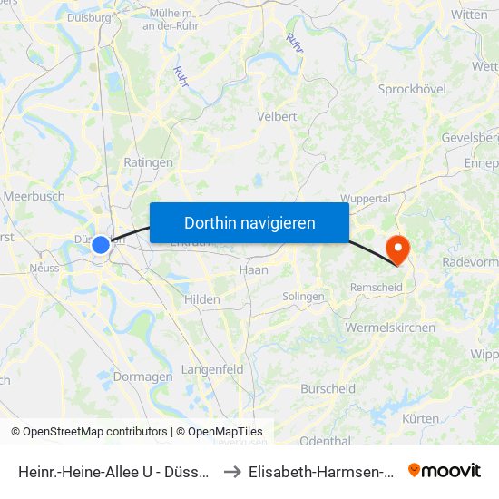 Heinr.-Heine-Allee U - Düsseldorf to Elisabeth-Harmsen-Haus map