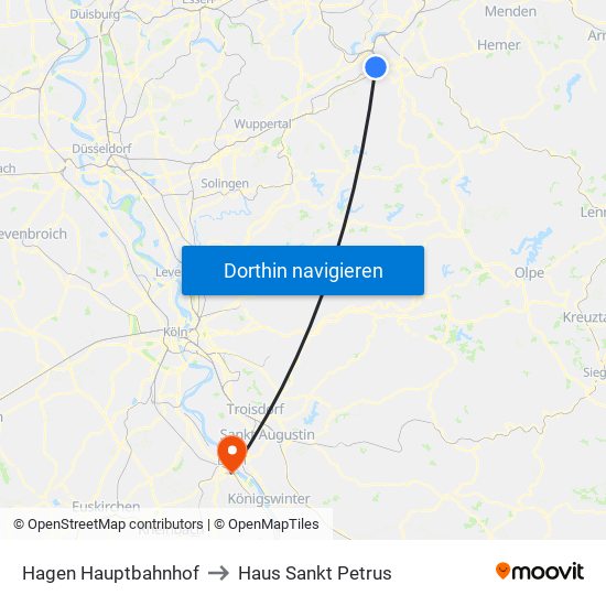 Hagen Hauptbahnhof to Haus Sankt Petrus map