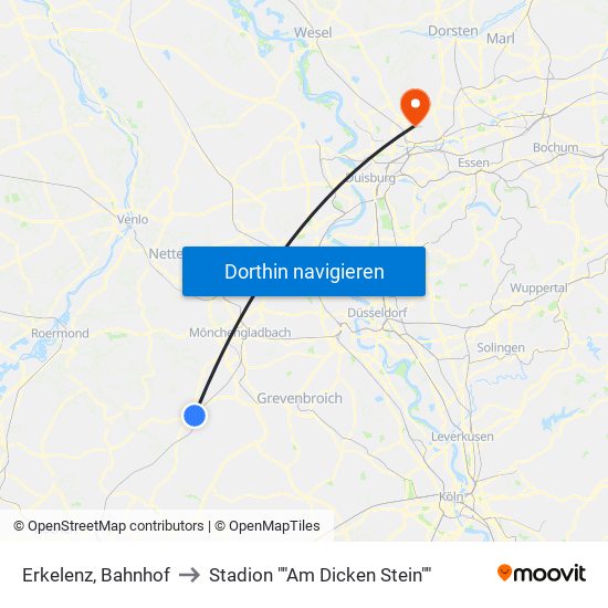 Erkelenz, Bahnhof to Stadion ""Am Dicken Stein"" map