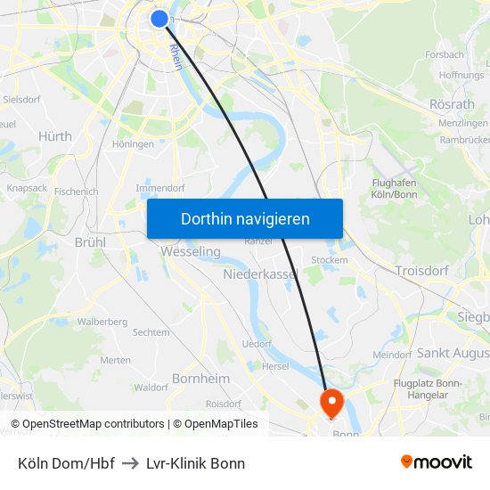 Köln Dom/Hbf to Lvr-Klinik Bonn map