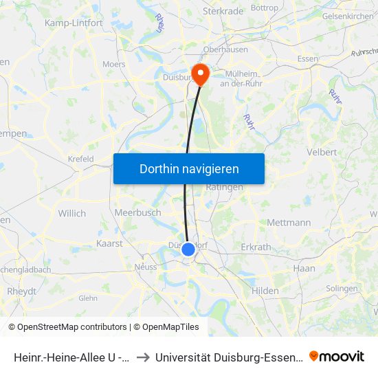 Heinr.-Heine-Allee U - Düsseldorf to Universität Duisburg-Essen, L+M-Bereich map
