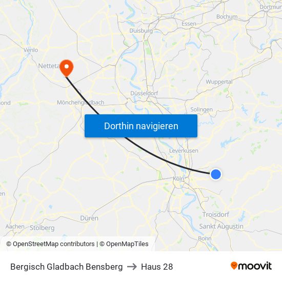 Bergisch Gladbach Bensberg to Haus 28 map