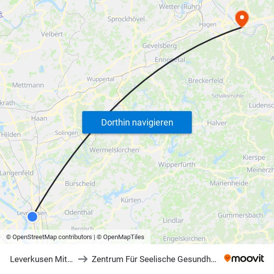 Leverkusen Mitte Bf to Zentrum Für Seelische Gesundheit Elsey map