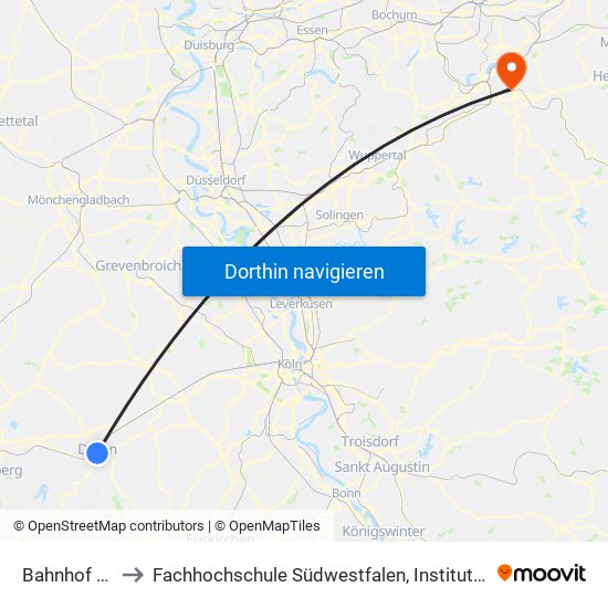 Bahnhof - Düren to Fachhochschule Südwestfalen, Institut Für Verbundstudien map