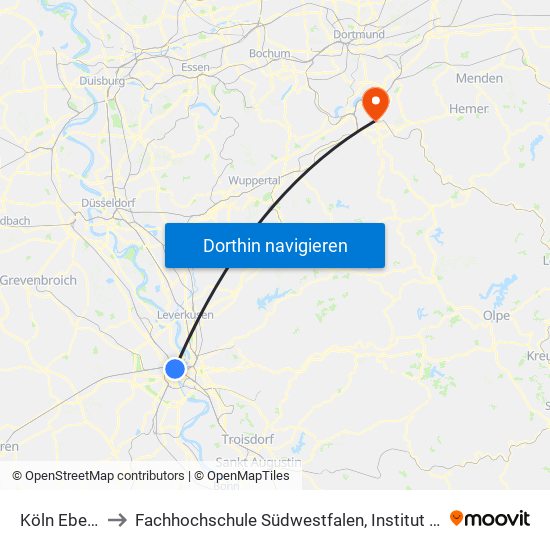 Köln Ebertplatz to Fachhochschule Südwestfalen, Institut Für Verbundstudien map