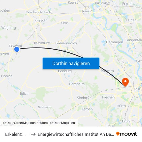 Erkelenz, Bahnhof to Energiewirtschaftliches Institut An Der Universität Zu Köln map