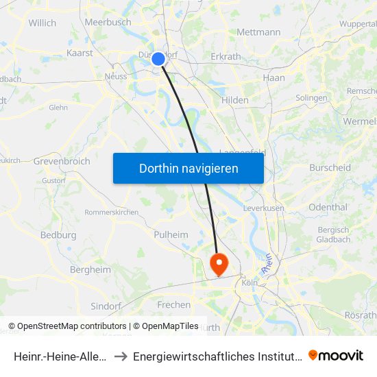 Heinr.-Heine-Allee U - Düsseldorf to Energiewirtschaftliches Institut An Der Universität Zu Köln map