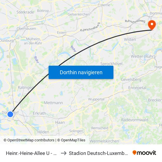 Heinr.-Heine-Allee U - Düsseldorf to Stadion Deutsch-Luxemburger-Straße map