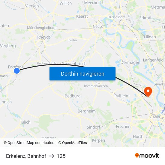 Erkelenz, Bahnhof to 125 map