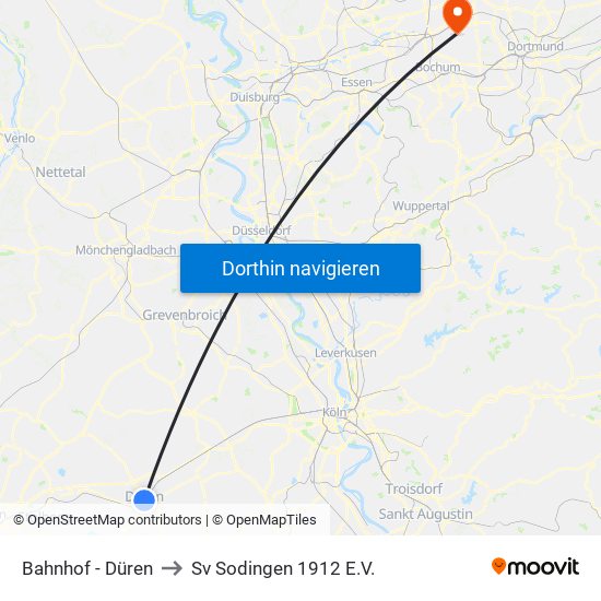 Bahnhof - Düren to Sv Sodingen 1912 E.V. map