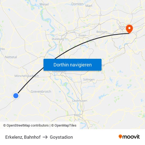 Erkelenz, Bahnhof to Goystadion map