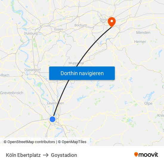 Köln Ebertplatz to Goystadion map