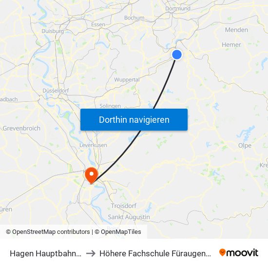 Hagen Hauptbahnhof to Höhere Fachschule Füraugenoptik map