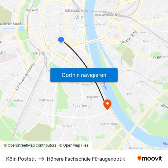 Köln Poststr. to Höhere Fachschule Füraugenoptik map