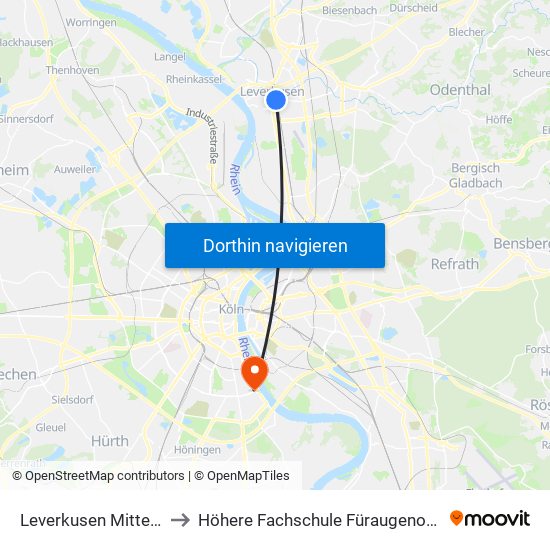 Leverkusen Mitte Bf to Höhere Fachschule Füraugenoptik map