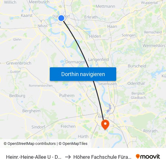 Heinr.-Heine-Allee U - Düsseldorf to Höhere Fachschule Füraugenoptik map