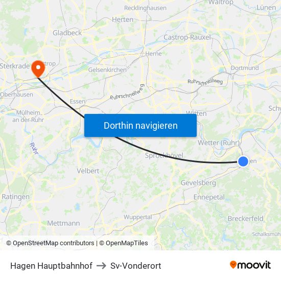 Hagen Hauptbahnhof to Sv-Vonderort map