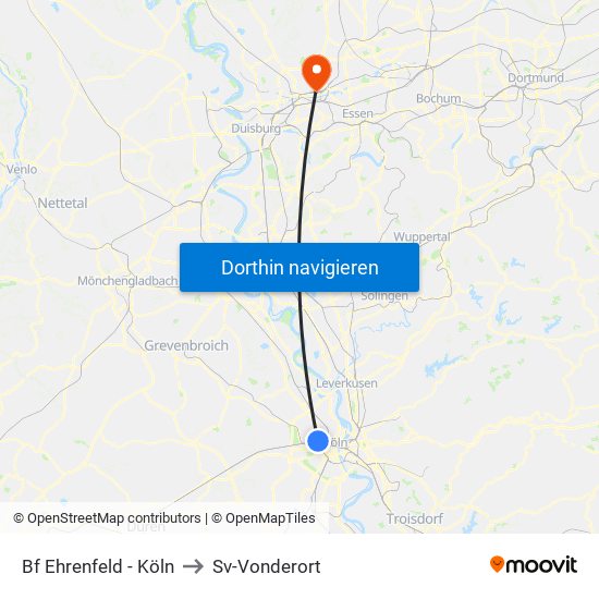 Bf Ehrenfeld - Köln to Sv-Vonderort map