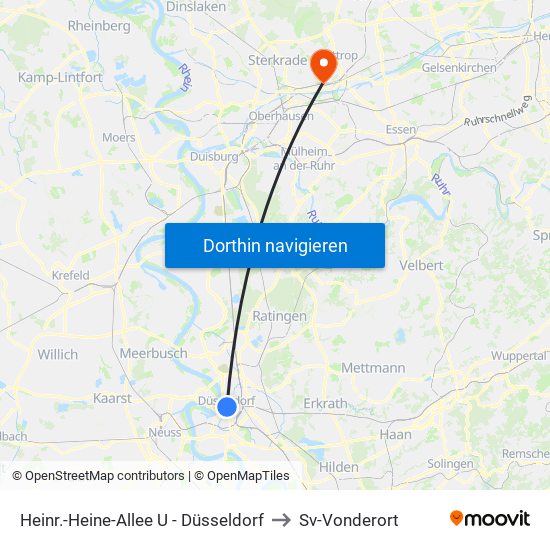 Heinr.-Heine-Allee U - Düsseldorf to Sv-Vonderort map