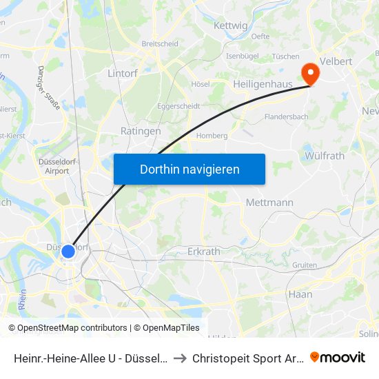 Heinr.-Heine-Allee U - Düsseldorf to Christopeit Sport Arena map