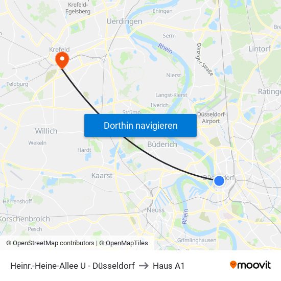 Heinr.-Heine-Allee U - Düsseldorf to Haus A1 map