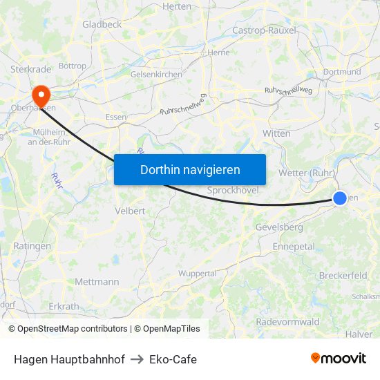 Hagen Hauptbahnhof to Eko-Cafe map