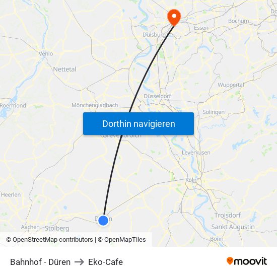 Bahnhof - Düren to Eko-Cafe map