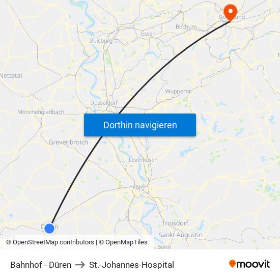 Bahnhof - Düren to St.-Johannes-Hospital map